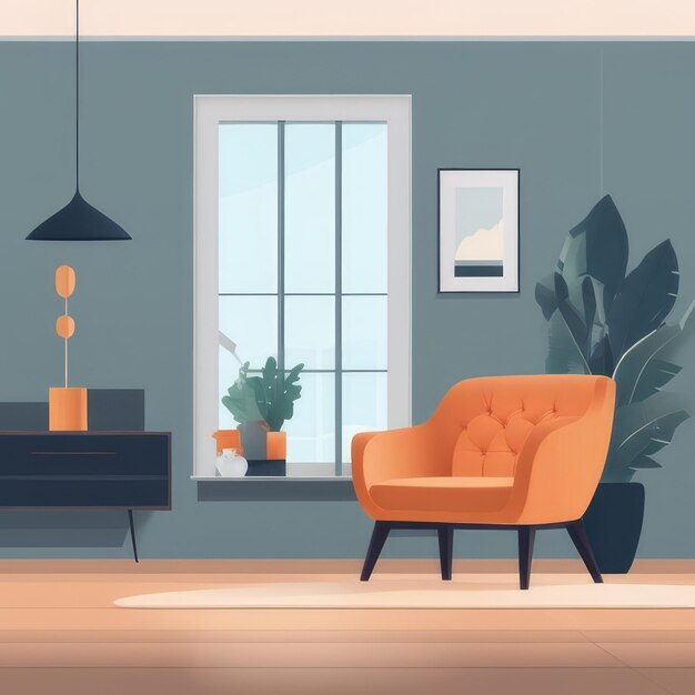 Intérieur moderne minimaliste avec une chaise vide