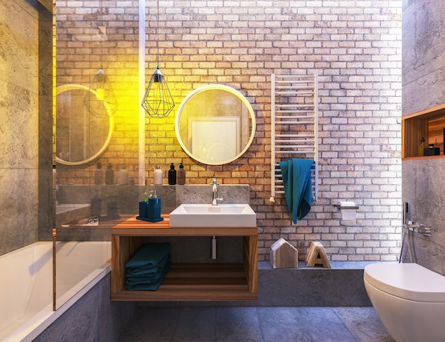 Intérieur moderne d'une salle de bain en loft