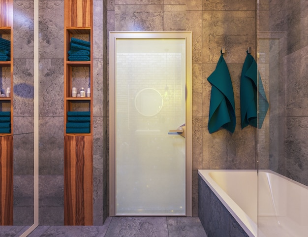 Intérieur moderne d'une salle de bain en loft