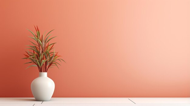 intérieur moderne avec un vase sur un mur coloré