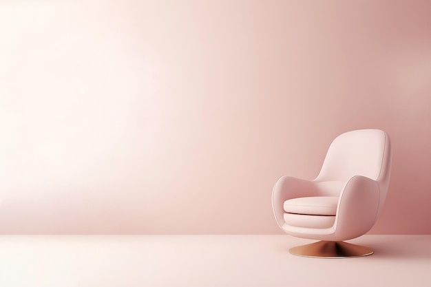 Intérieur moderniste avec un fauteuil sur un fond blanc vide sur le mur3D