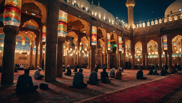 Un intérieur de mosquée vibrant et animé