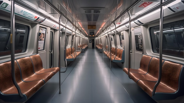 Intérieur mrt train ligne de banlieue intérieur générative ai