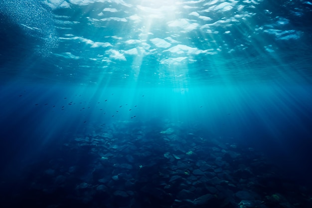 À l'intérieur de l'océan, côté obscur de l'océan, eau mystique dans l'océan générée par l'IA