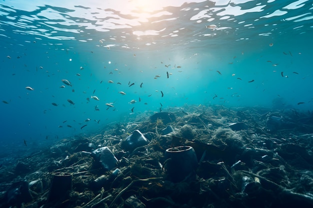 À l'intérieur de l'océan, côté obscur de l'océan, eau mystique dans l'océan générée par l'IA