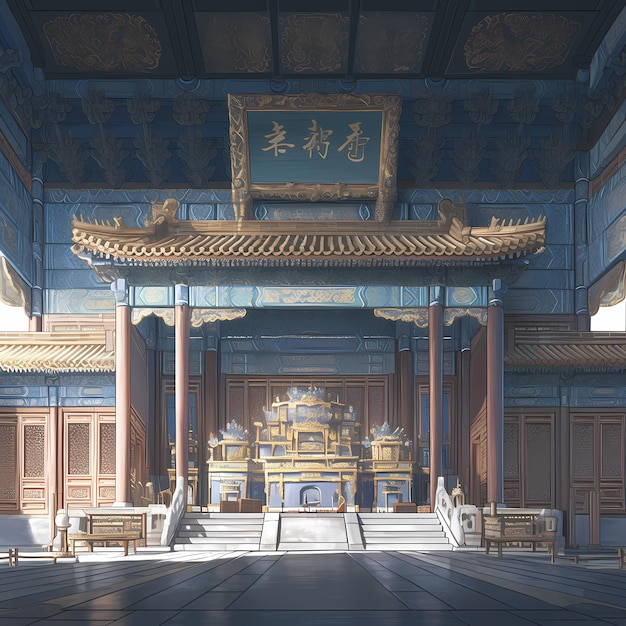 L'intérieur orné du temple chinois