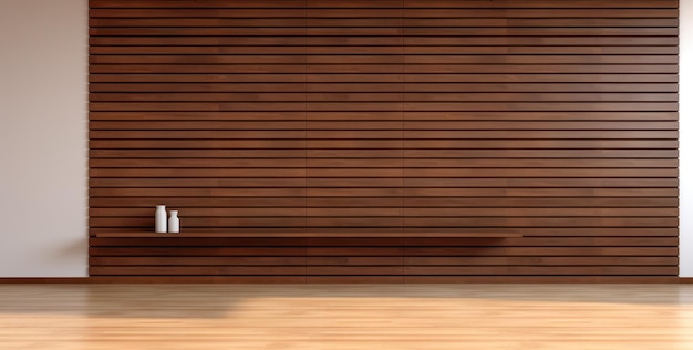 Intérieur de pièce en bois minimaliste vide