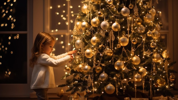 L'intérieur de la pièce festive avec de beaux arbres de Noël