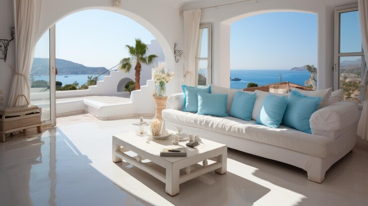 Intérieur de la pièce moderne avec mobilier papier peint UHD Image photographique