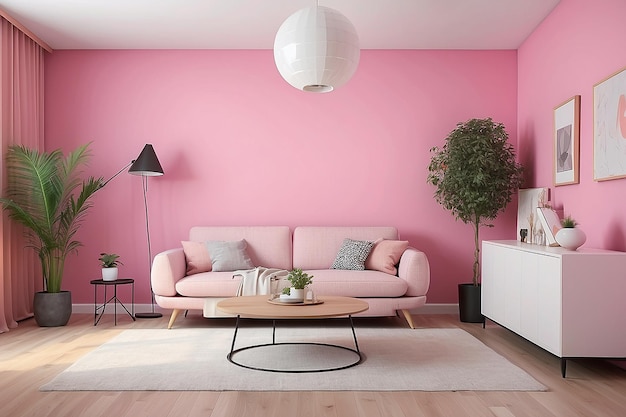 L'intérieur de la pièce moderne mur rose