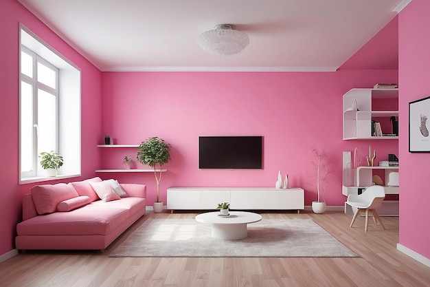 L'intérieur de la pièce moderne mur rose