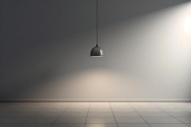 Photo l'intérieur d'une pièce vide avec une lampe et un sol carrelé 3d