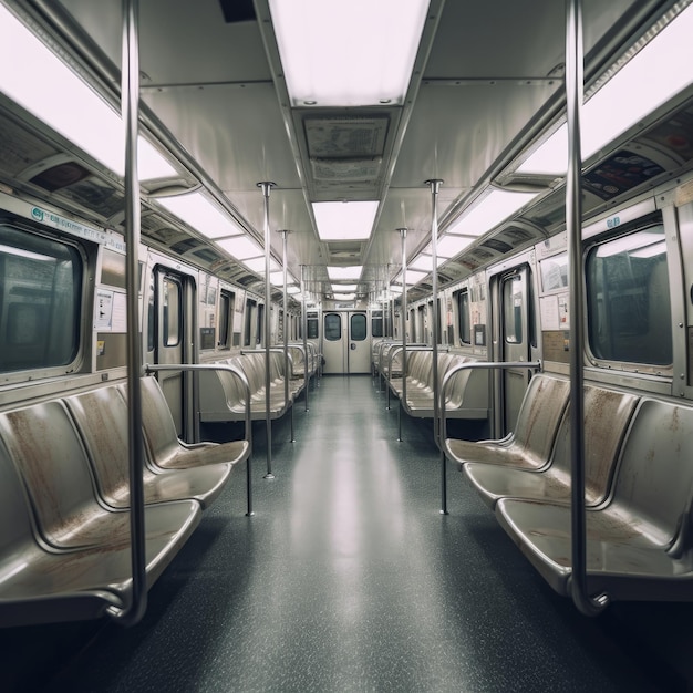 À l'intérieur d'une rame de métro vide Illustration AI Generative