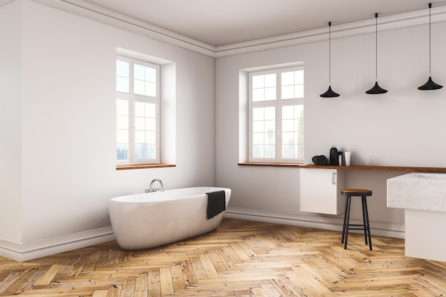 Intérieur de salle de bain en béton contemporain