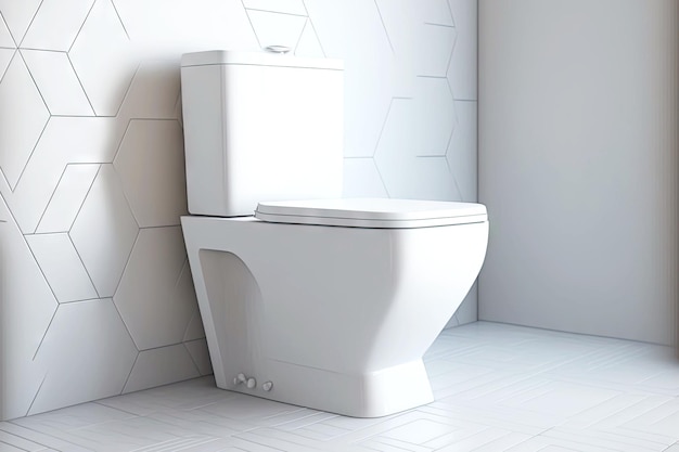 Intérieur de salle de bain minimaliste cher moderne avec cuvette de toilette en porcelaine blanche