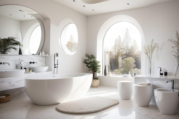 Intérieur d'une salle de bain moderne blanche