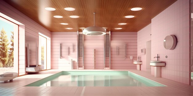 Intérieur de salle de bain moderne par des outils d'IA génératifs