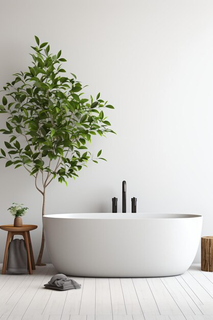 Intérieur de salle de bain avec plantes