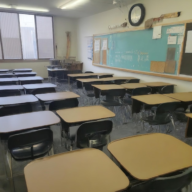 Photo de l'intérieur d'une salle de classe scolaire moderne