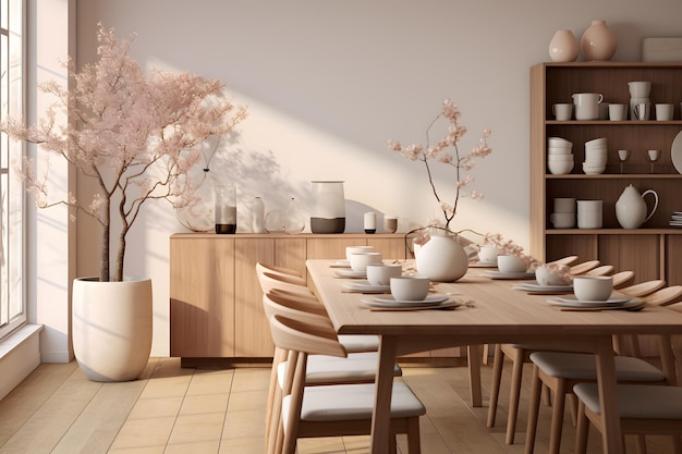 Un intérieur de salle à manger moderne avec un design scandinave