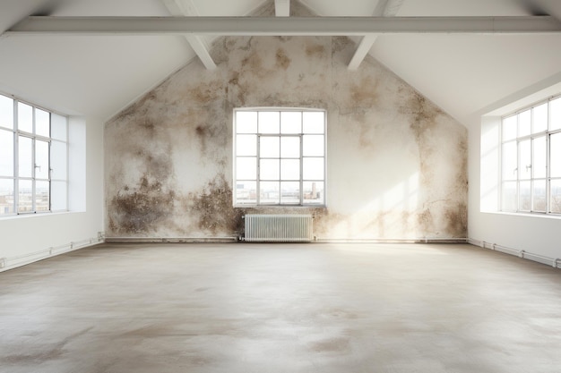 Intérieur de salle vide avec fond de murs en béton avec fond IA générative