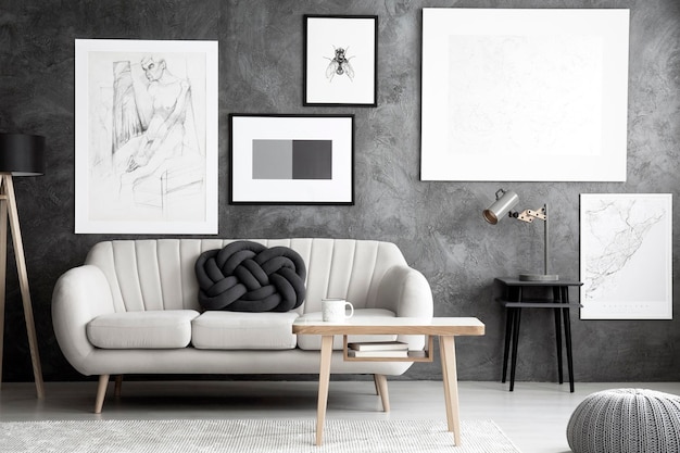 Intérieur de salon gris