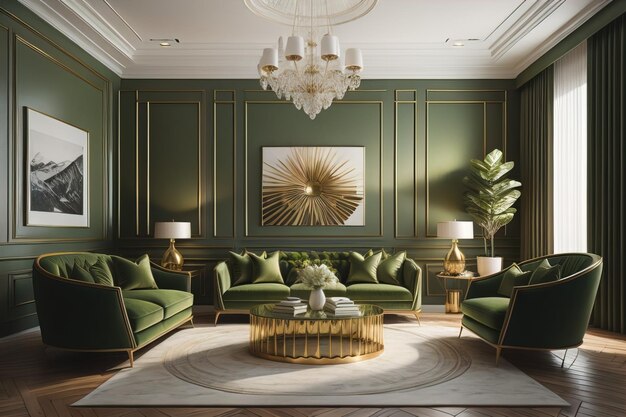 Intérieur de salon de luxe avec mobilier ai génératif