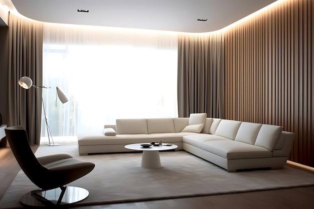 Intérieur d'un salon moderne avec canapé confortable