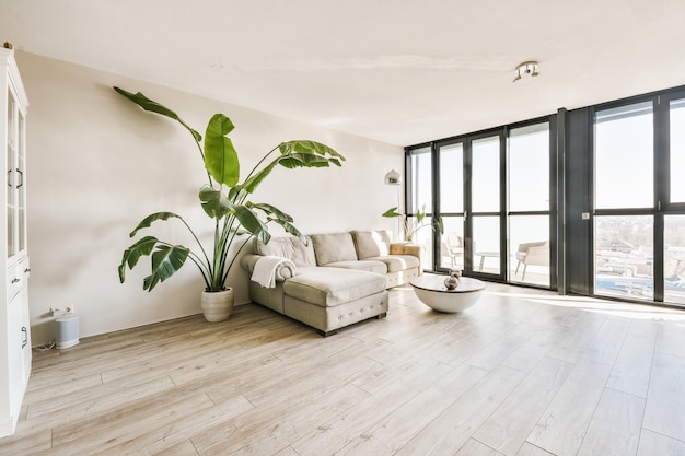 Intérieur de studio avec mobilier en bois