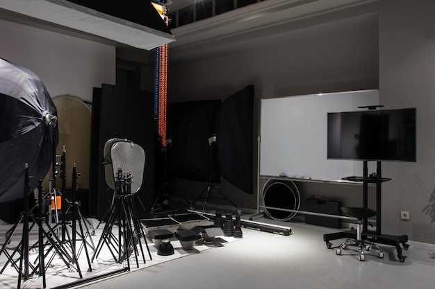 Intérieur d'un studio photo moderne Techniques et équipements