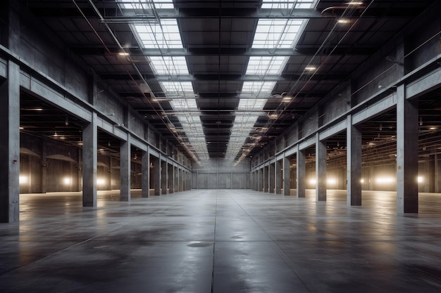 À l'intérieur de la super grande usine vide