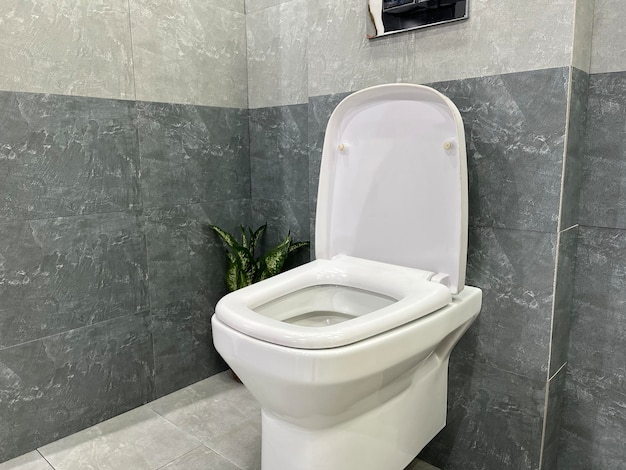 Intérieur de toilette moderne avec toilette en céramique ou commode