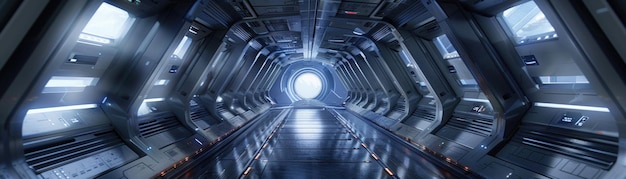 Photo l'intérieur d'un vaisseau spatial futuriste