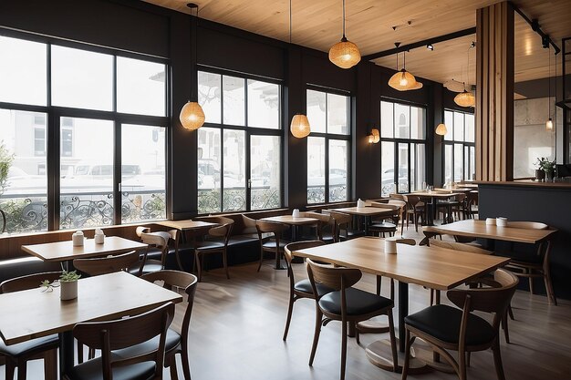 L'intérieur vide d'un café ou d'un restaurant pendant la journée