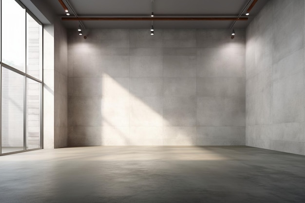 Intérieur vide pour le design mur en béton gris Salle vide Espace pour le texte et l'image C AI générative