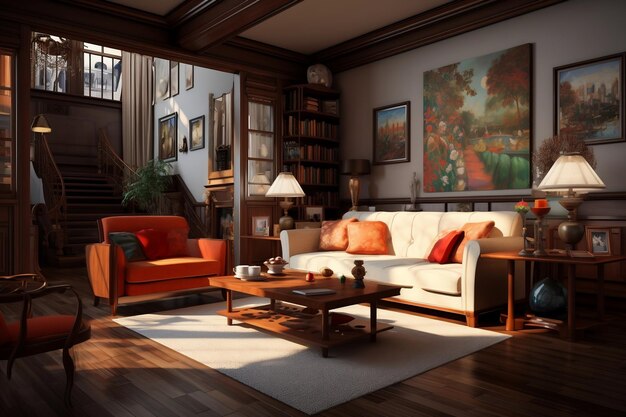 Un intérieur vivant avec le mobilier Generative Ai