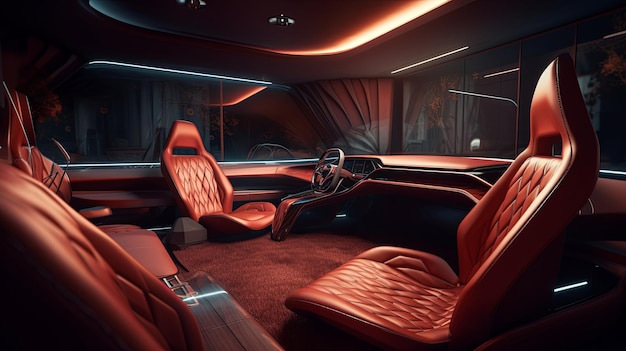 Intérieur de voiture autonome futuriste