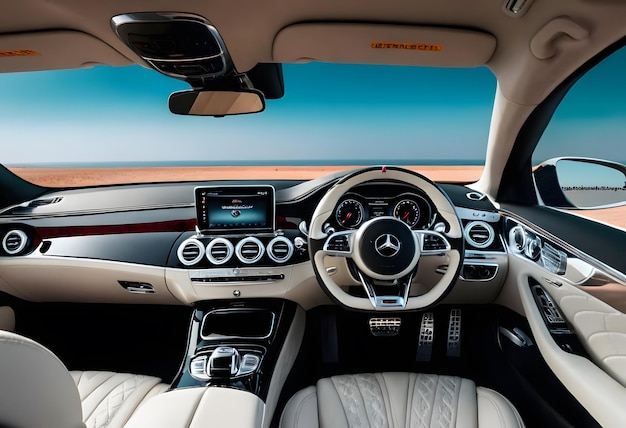 Photo l'intérieur de la voiture de luxe est moderne.