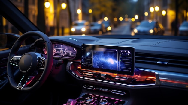 intérieur de voiture moderne avec un téléphone intelligent