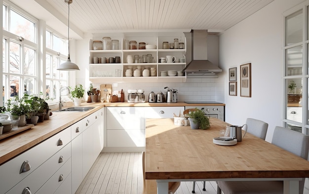 Intérieurs de cuisine scandinaves blancs