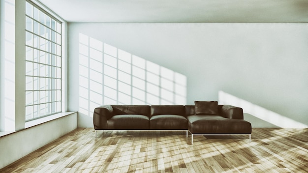 Intérieurs lumineux modernes appartement salon illustration de rendu 3D