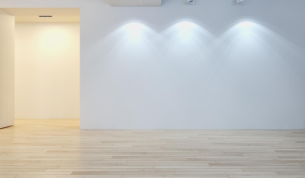 Intérieurs lumineux modernes salle vide illustration de rendu 3D