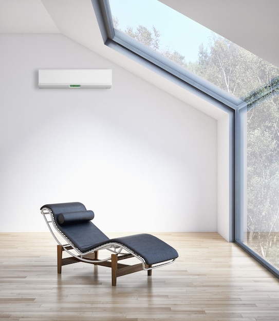 Photo intérieurs lumineux modernes salon avec climatisation illustration rendu 3d image générée par ordinateur