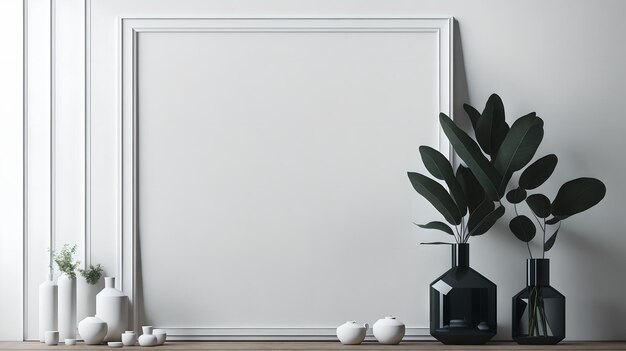 Intérieurs de maison minimalistes Éclairage lumineux et plantes fraîches dans une salle blanche