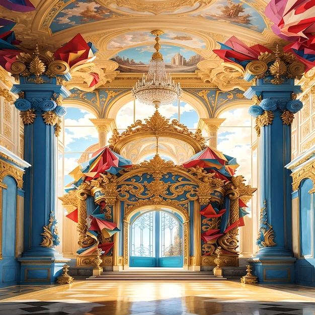 Une interprétation abstraite du palais de Versailles a été générée