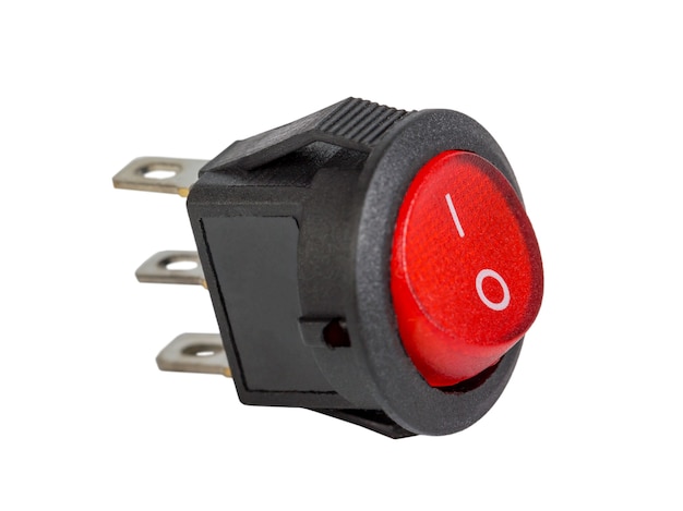Interrupteur électrique rouge, composant électronique, isolé