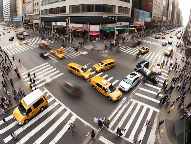 Une intersection achalandée avec un panneau indiquant nyc dessus