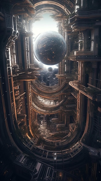 Interstellar Whirlwind HalfFast Image d'une station spatiale imaginaire dans le style de