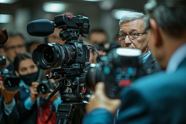 Interview d'un homme d'affaires avec un homme politique dans la rue, publicité politique, campagne électorale pour les prochaines élections