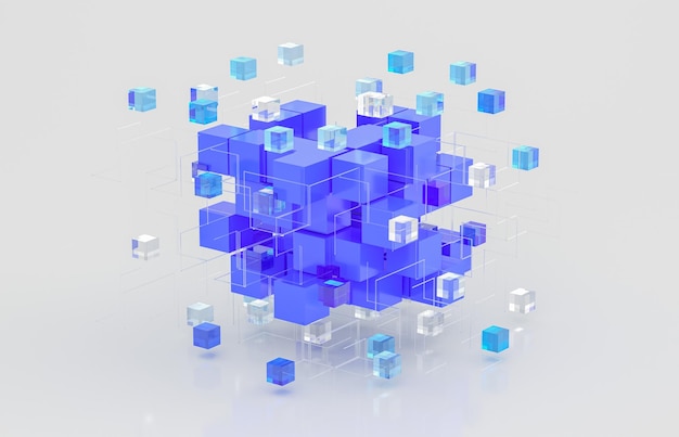 Introduction à la technologie d'entreprise d'innovation futuriste abstraite avec rendu 3D de cube 3D isométrique